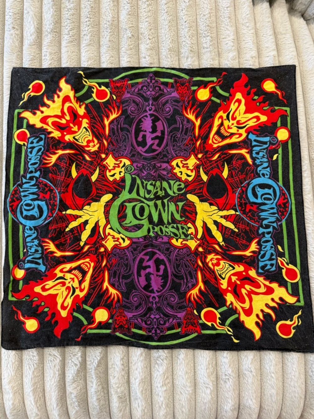 Black Graphic Bandana with Neon Artwork